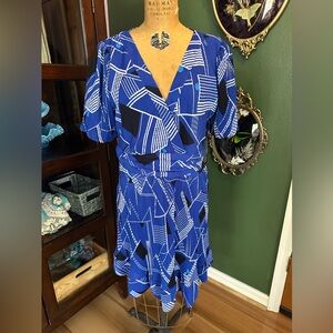 Karl Lagerfeld Blue and Black Asymmetrical Dress